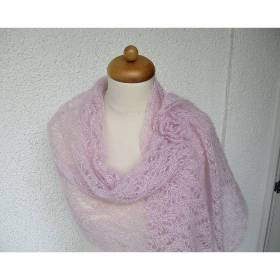 Strickschal Laceschal Seide Mohair pastell flieder rose 