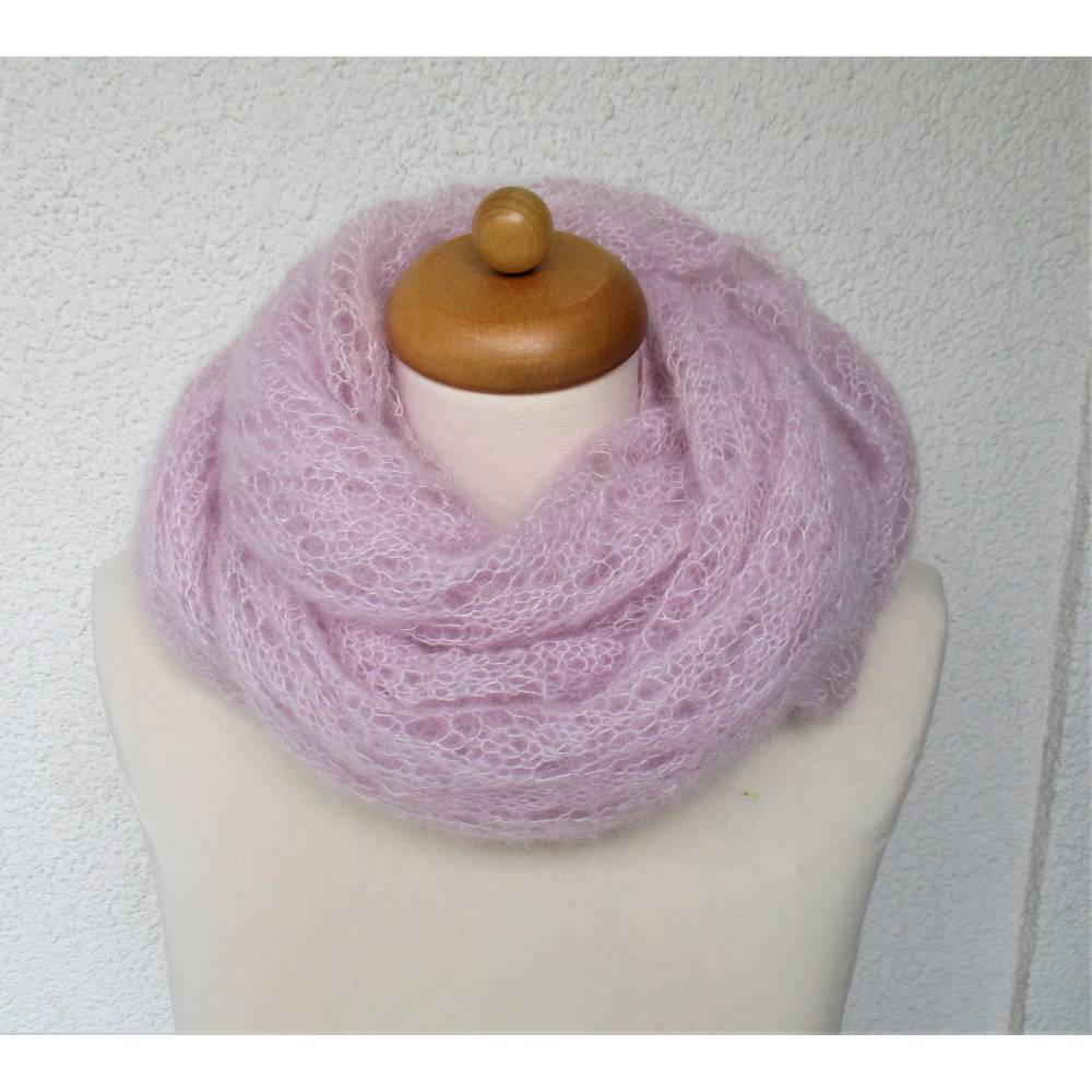 Strickschal Laceschal Seide Mohair pastell flieder rose Bild 9