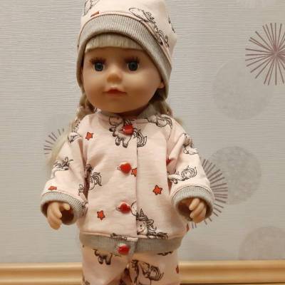 Unicorn-Outfit 3-teilig für Puppen, Gr. 40-43 cm