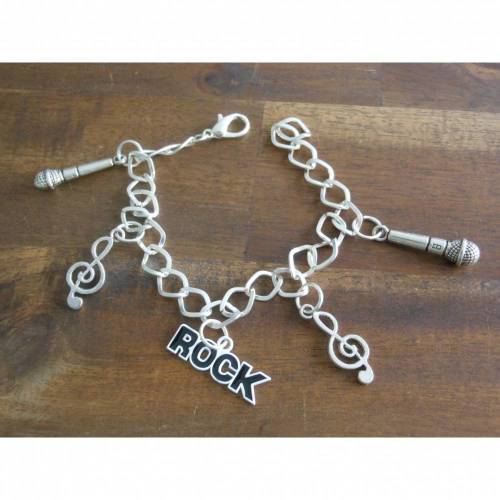 ROCK Musik Note   Bettelarmband versilbert 19 cm 