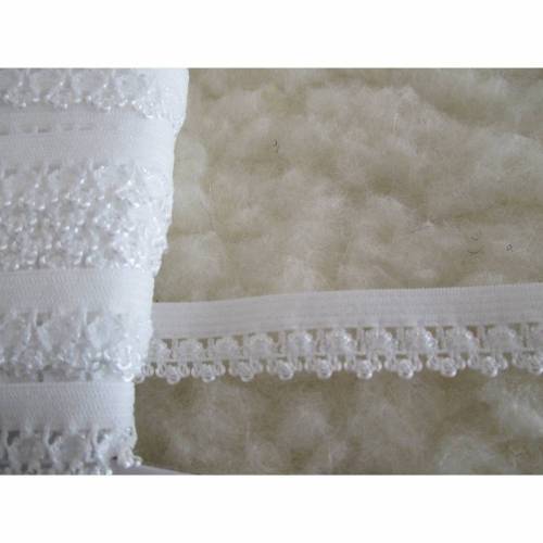 Elastische Spitze Ziergummi mit Blumen Meterware weiß  (1m/0,70 €)