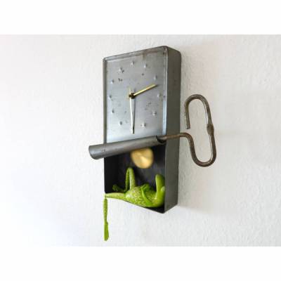 Ölsardinenfrosch Uhr, Wanduhr Frosch, Pendeluhr, Fischkonserve als Uhr, lustige Uhr, Frosch Uhr, Konserven