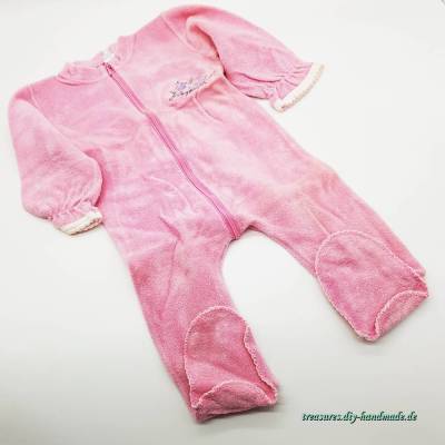 Vintage, rosa Baby Strampler mit Füßen, Größe 74/80