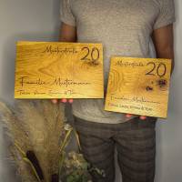 Personalisiertes Türschild Familie aus Holz Eiche massiv mit Wunschgravur