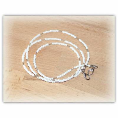1 Maskenkette weiß mit Stiftperlen 2 Varianten