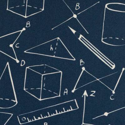 10,90EUR/m Webware Geometrie Schule Kim Baumwolle dunkelblau