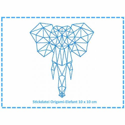 Stickdatei Origami Elefant 10x10