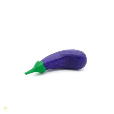 Aubergine aus Holz, 2 Stück, handgeschnitzes Kaufladengemüse