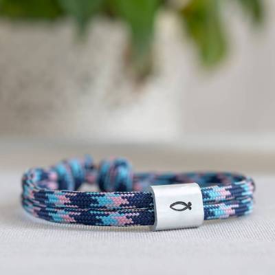 Armband personalisiert mit Gravur handgestempelt zur Taufe, Kommunion, Geburtstag, Schulanfang, Konfirmation, ichthys, Kreuz, Namensarmband