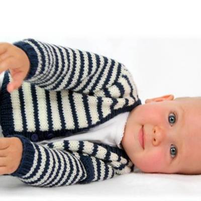 Strickanleitung für den coolen Ringelcardigan "Julius&Julia", für Babys und Kleinkinder von 0-2 Jahre in 3 Größ