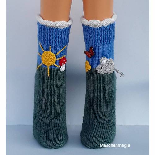 Socken Strümpfe Wollsocken Kuschelsocken handgestrickt 38/39