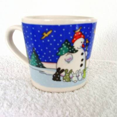 Vintage Weihnachtstasse Schneemann aus den 80er Jahren