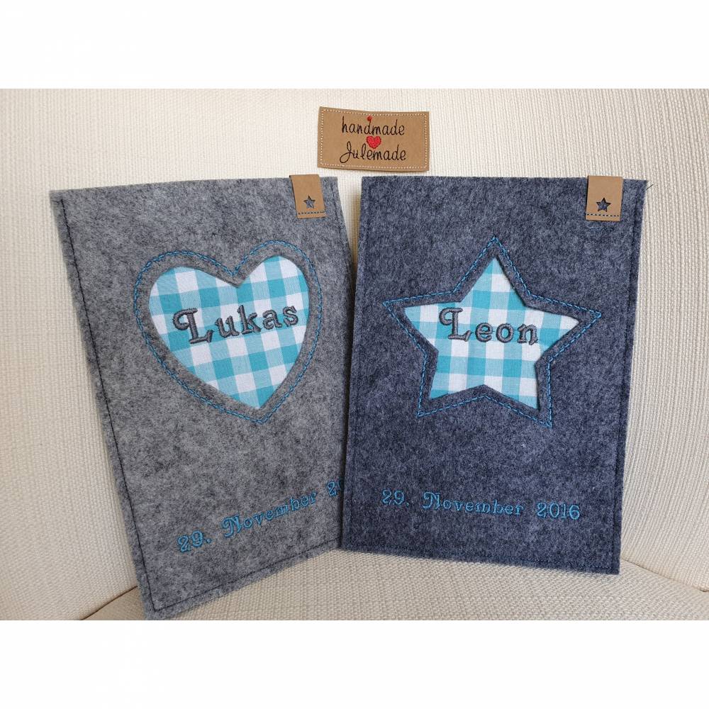 ITH Stickdatei edle U-Heft Einsteckhülle mit Ausschnitt-Applikation, 2 Varianten, ab 16x26 cm Rahmen Bild 1