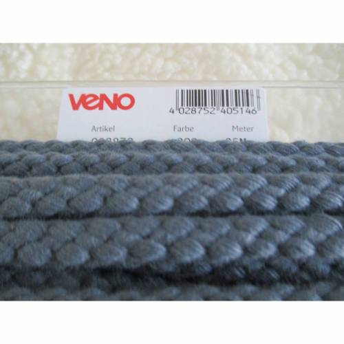 Kordel Flechtkordel Hoodiekordel Bademantelkordel 8mm Veno  grau 100% Baumwolle (1m/2,20  €)