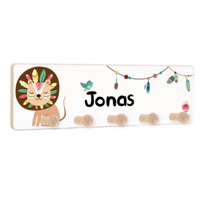 Kindergarderobe mit 5 Haken, Kleiderhaken als Geschenk für Kinder, Garderobenleiste personalisiert mit Name