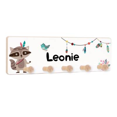 Kindergarderobe mit 5 Haken, Kleiderhaken als Geschenk für Kinder, Garderobenleiste personalisiert mit Name