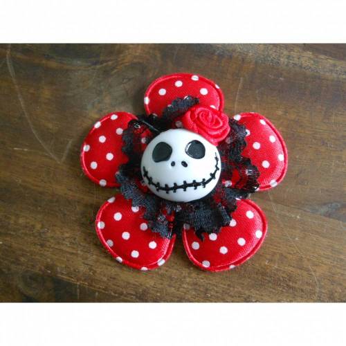 Brosche Skull  Blume Stoff Totenkopf Spitze Rose polka dots 