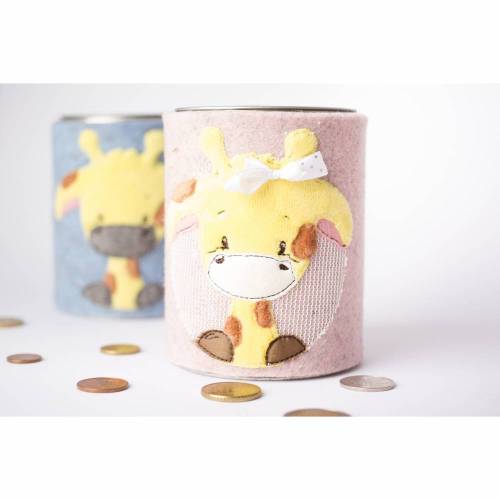 Spardose mit bestickter Filzhülle Giraffe