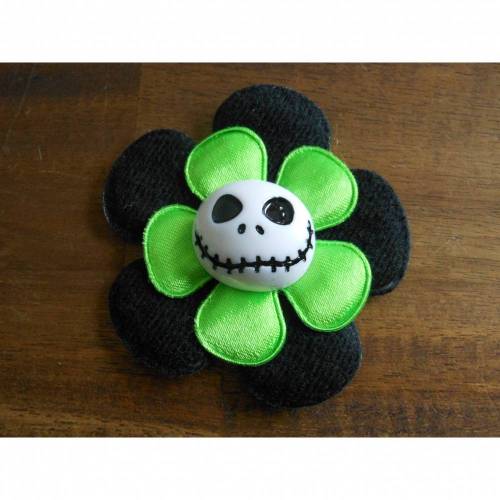 Brosche Skull  Blume Stoff Totenkopf Spitze Rose neon 