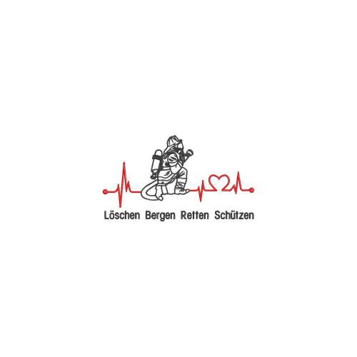 Stickdatei Feuerwehr Symbol 2 Größen Logo Zeichen Signet Emblem Maschinenstickerei Bergen Schützen retten löschen 10x10 und 13x18 cm