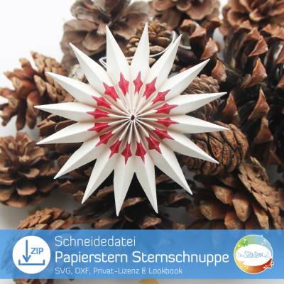 Plotterdatei Papierstern Sternschnuppe, Digitale Datei für Stern, Dateiarten als svg dxf, Plottdatei