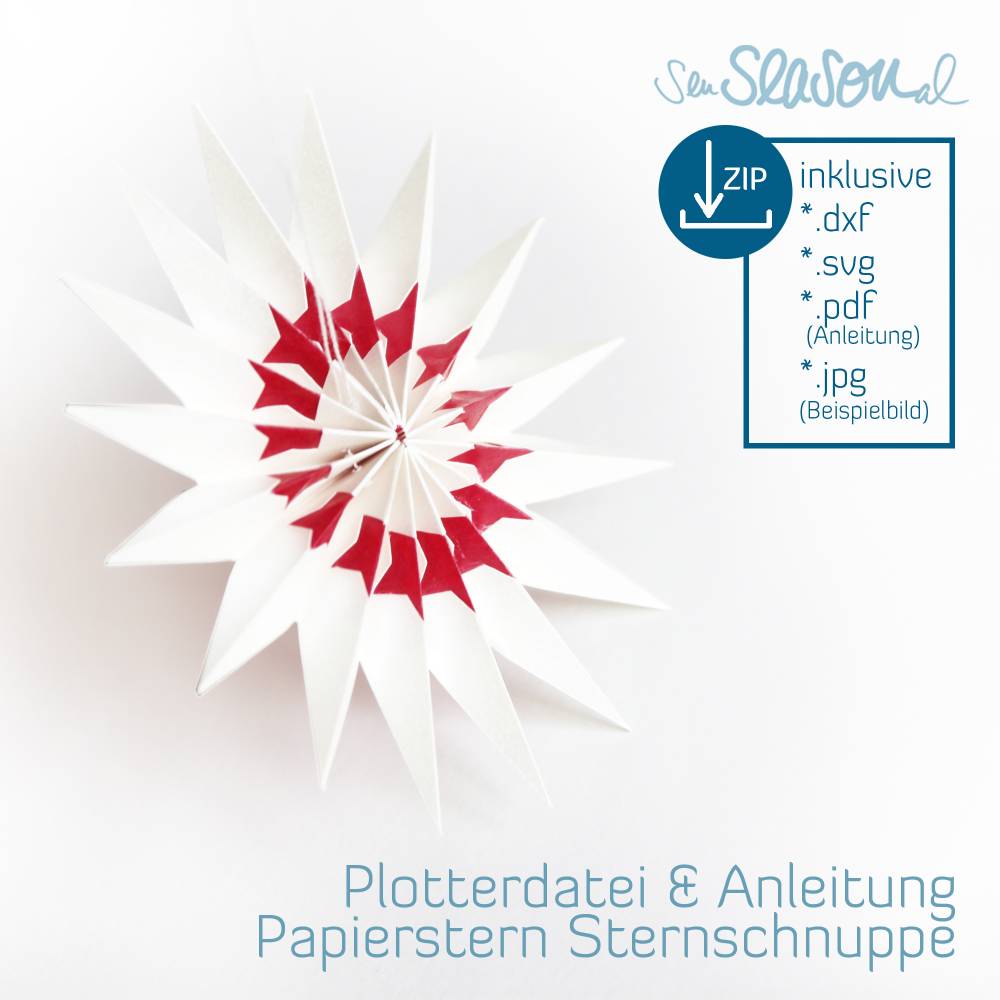 Plotterdatei Papierstern Sternschnuppe, Digitale Datei für Stern, Dateiarten als svg dxf, Plottdatei Bild 2