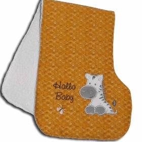 Spucktuch Spuckschutz extra lang Schulterlatz fürs Baby bestickt mit Namen Zebra-Applikation aus Plüsch Geschenkidee