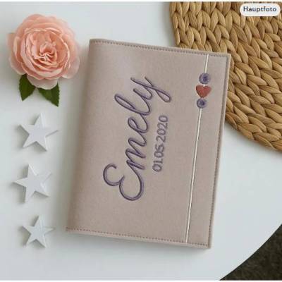 ITH Stickdatei U-Heft-Hülle aus Filz mit Fächern, 24x36 cm Rahmen