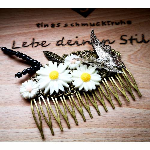 Haarkamm im Vintage-Stil, bronzefarben, Blumenmädchen