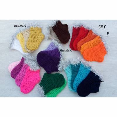 Adventskalender Söckchen * gehäkelt * 24 Socken * verschiedene Farben - bunt * Weihnachtskalender