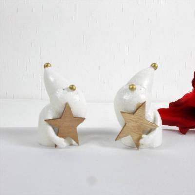 Nikolaus mit Holzstern, Weihnachtsdeko, Floristikbedarf