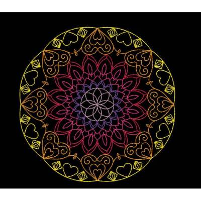 *  Mandala der Herzen  *  Redwork, Stickdateien, sechs verschiedenen Größen