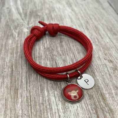 Rentier Armband Cabochon mit Initialen - Geschenk zu Weihnachten
