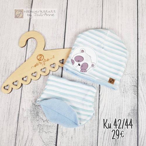 Set Beanie & Halssocke Winter Panda - Junge  42/44