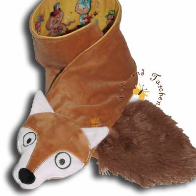 Bestickter Kinderschal Schal Fuchs personalisiert mit Namen Kinderhalstuch aus kuschelweichem Plüsch Shannon Fabrics hochwertige Qualität 