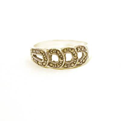 Original Vintage Silber Ring mit 24 Markasiten