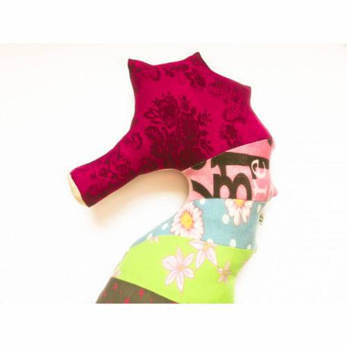 Kissen Seepferdchen No.02 Patchwork Upcycling Nackenrolle Nackenkissen Lesekissen