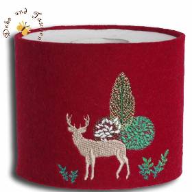Bestickte Banderolen für Toilettenpapier winterlich Hirsch-Motiv Weihnachtsstern dunkelrot witzige Texte Deko Badezimmer