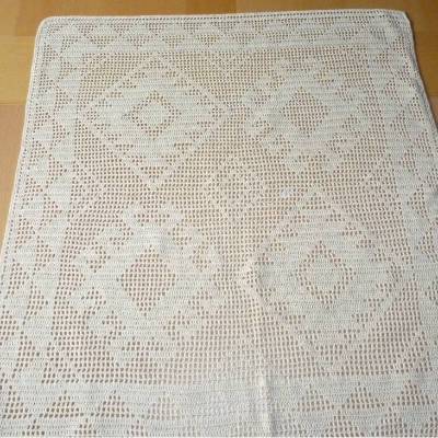 Häkeldecke eckig creme, Mitteldecke, Baumwollle, Mexikanisch, ca. 60 x 60 cm  Filethäkeln