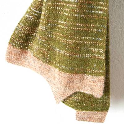 Extra langer Schal beige-olivgrün, gestrickter Herren Schal Winter, Unisex Halswärmer, Weihnachtsgeschenk Mann