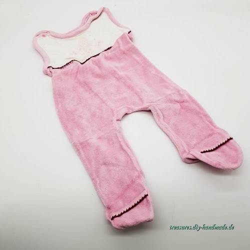 Vintage, rosa Baby Strampler mit weißem Einsatz, Größe 62-68