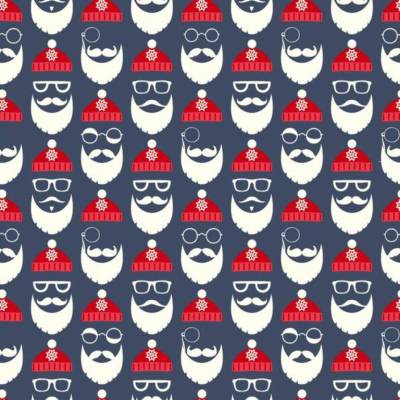 Weihnachtsstoffe Baumwolldruck–Xmas Weihnachtsmann Nikolausgesicht Stoffe schwarz/weiß/rot Stofftaschen Nähen Meterware