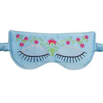 Luxus Schlafmaske für Mädchen – Bestickte Schlafbrille Sweet Dreams Blue von la miscela