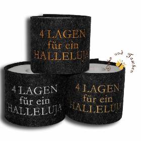 Bestickte Banderole Toilettenpapier 4 Lagen für ein Halleluja Bud Spencer schwarzer Filz witzige Texte für ihn und sie