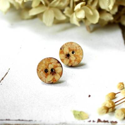 Ohrstecker Herbstblüte • Ohrringe Holz | Ohrschmuck