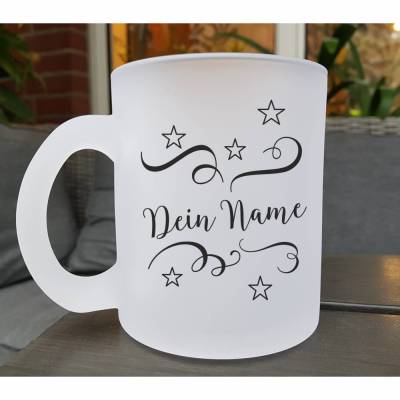 Glastasse mit Namen, Tasse personalisiert, Geschenkidee Weihnachten, Wichtelgeschenk, Glühwein Tasse, Teetasse