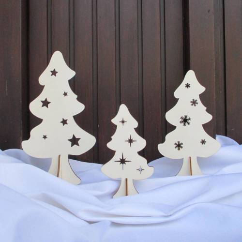 Weihnachtsbäumchen 3er-Set aus Holz, Tannenbäumchen, Dekobäumchen
