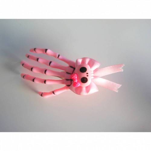 Skull, Totenkopf ,  Skeletthand Haarklammer gothic rosa