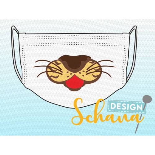 Bügelbild Plotterdatei Tiger Tommy - Tiergesichter für Behelfsmasken, Mund-Nasen-Masken usw dxf svg png