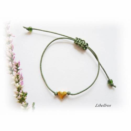 Verstellbares Freundschaftsarmband mit Herz - Jungessellenabschied, Hochzeit, Geschenk Freundin,Trauzeugin - modisch,trendy,zart,verspielt - oliv,dunkeltürkis,apricot,rosa